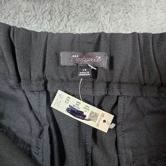 Madewell Women 14 Slouchy Black Trousers Pleated Wide Leg Brushed Twill - Picture 6 of 13